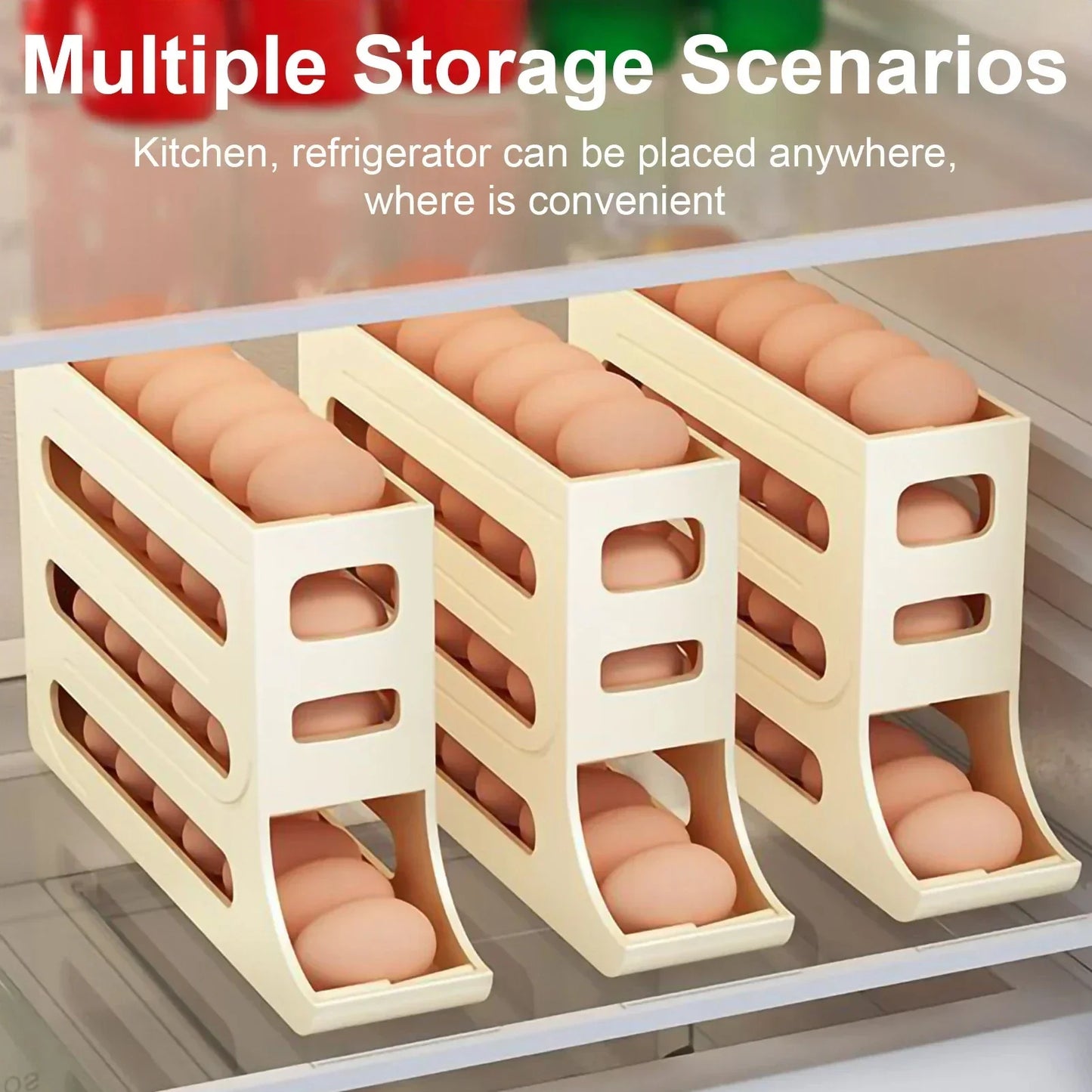 Automatic Egg Roller with 4 Layers - Convenient Storage for the Refrigerator
