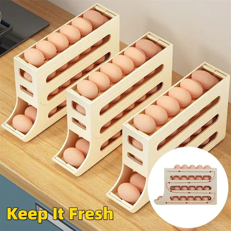 Automatic Egg Roller with 4 Layers - Convenient Storage for the Refrigerator