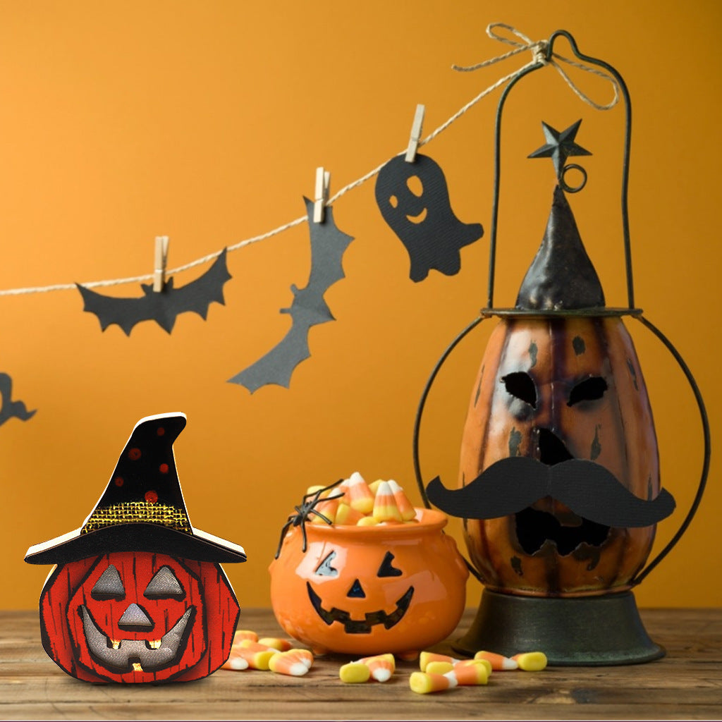 Creative Halloween wooden pumpkin decoration lamp