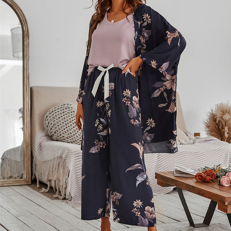 Kvinnor blommig pyjamas Set