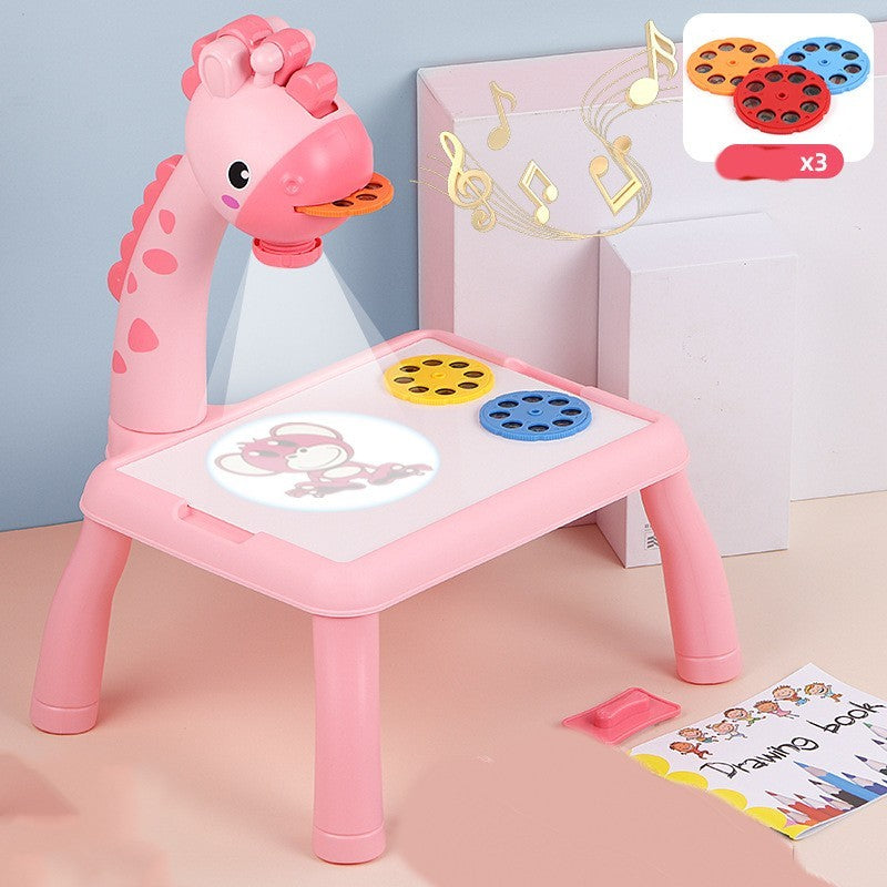 Children's LED projector and painting desk