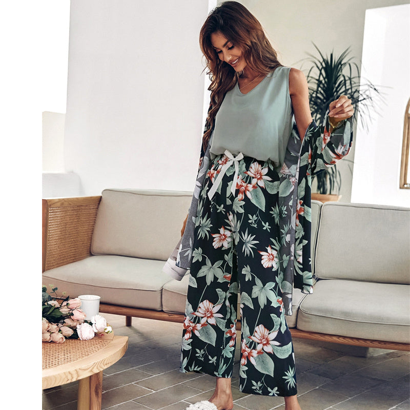 Kvinnor blommig pyjamas Set