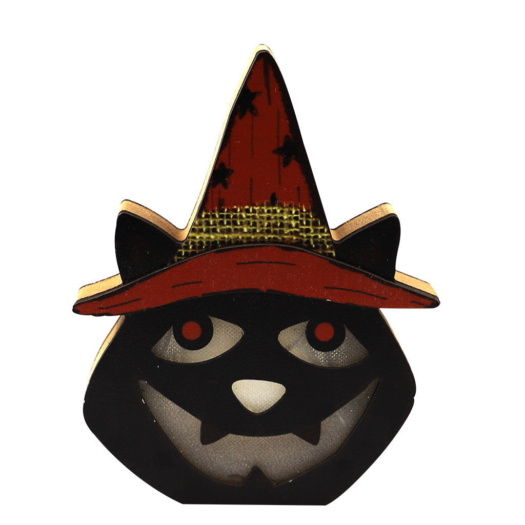 Creative Halloween wooden pumpkin decoration lamp