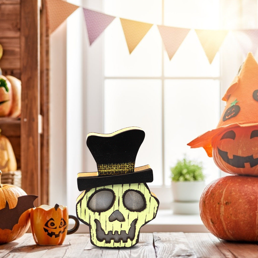 Creative Halloween wooden pumpkin decoration lamp