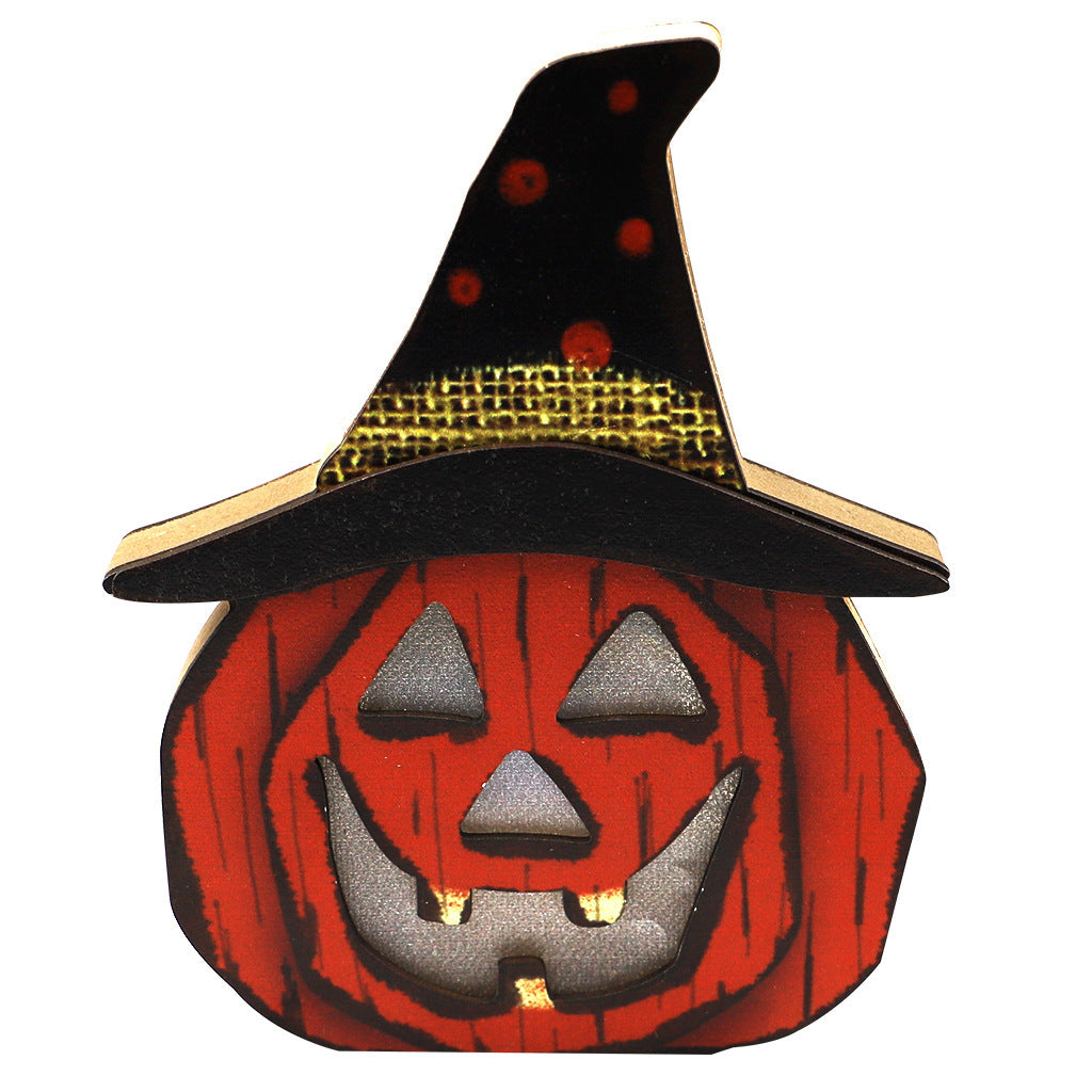 Creative Halloween wooden pumpkin decoration lamp 