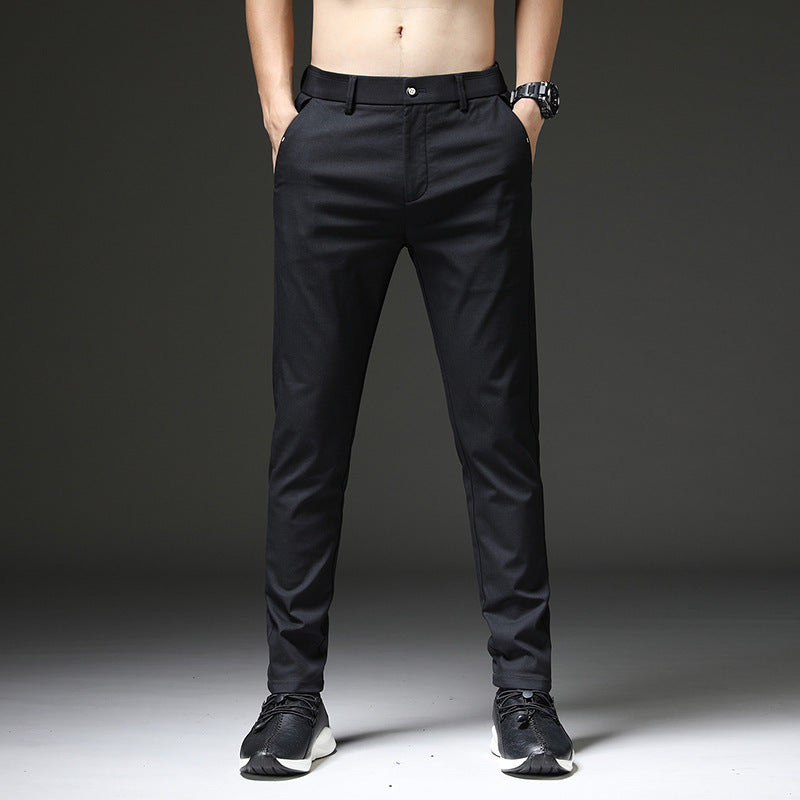 Elastic, slim straight trousers for men