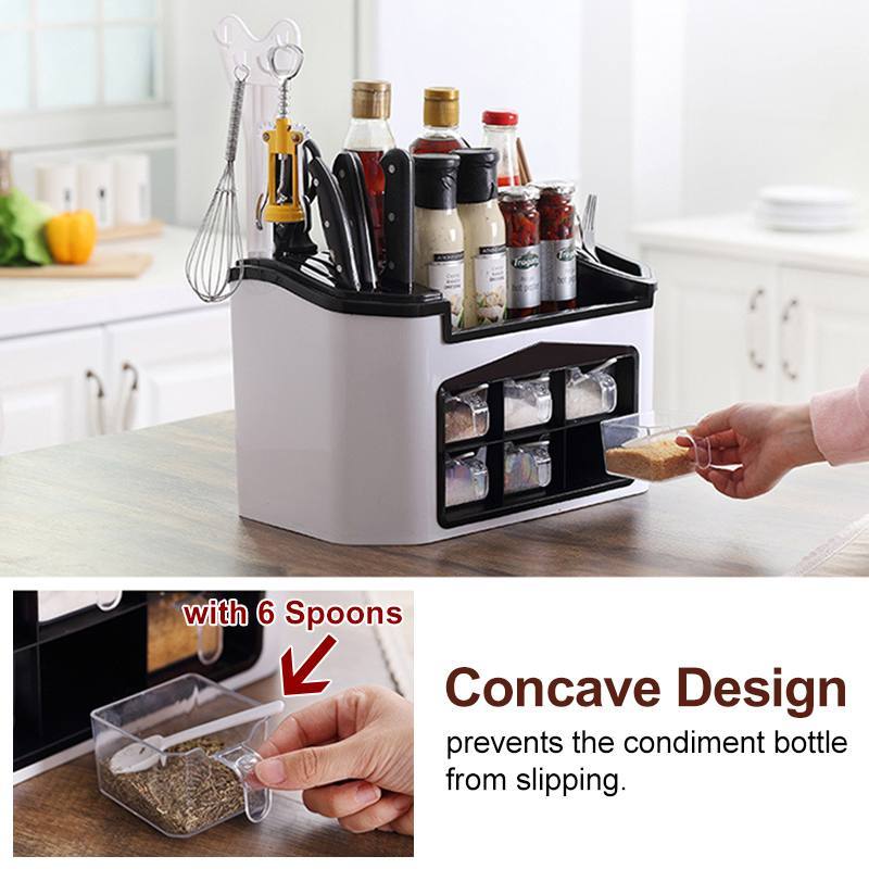 Multifunctional organizing kitchen plastic shelf