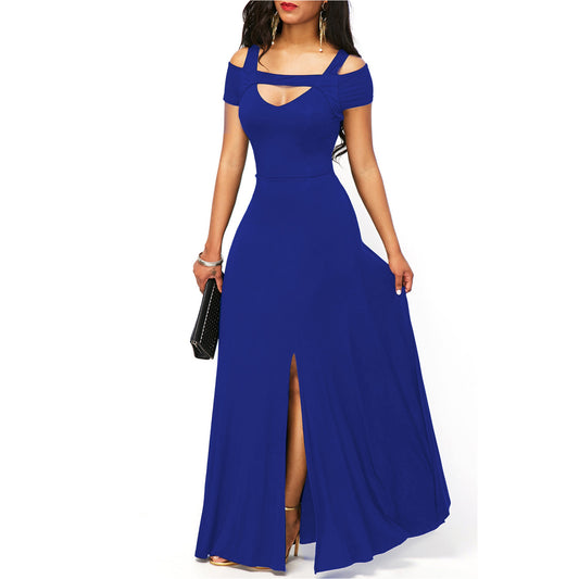 Solid Color V-Neck Sexy Strapless Slim Fit Party Dress