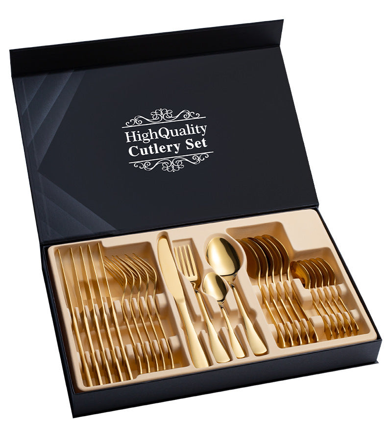 Cutlery set in stainless steel 24-piece gift cutlery steak cutlery gift box