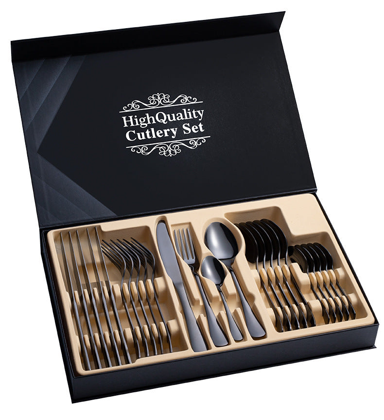 Cutlery set in stainless steel 24-piece gift cutlery steak cutlery gift box