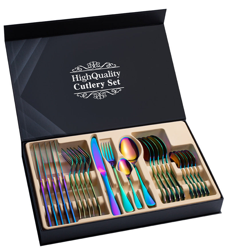 Cutlery set in stainless steel 24-piece gift cutlery steak cutlery gift box