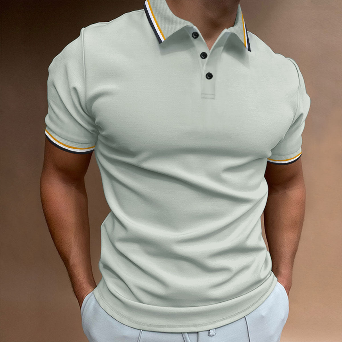 High Quality Slim Ribbed Polo Shirt For Men