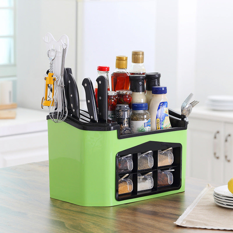 Multifunctional organizing kitchen plastic shelf