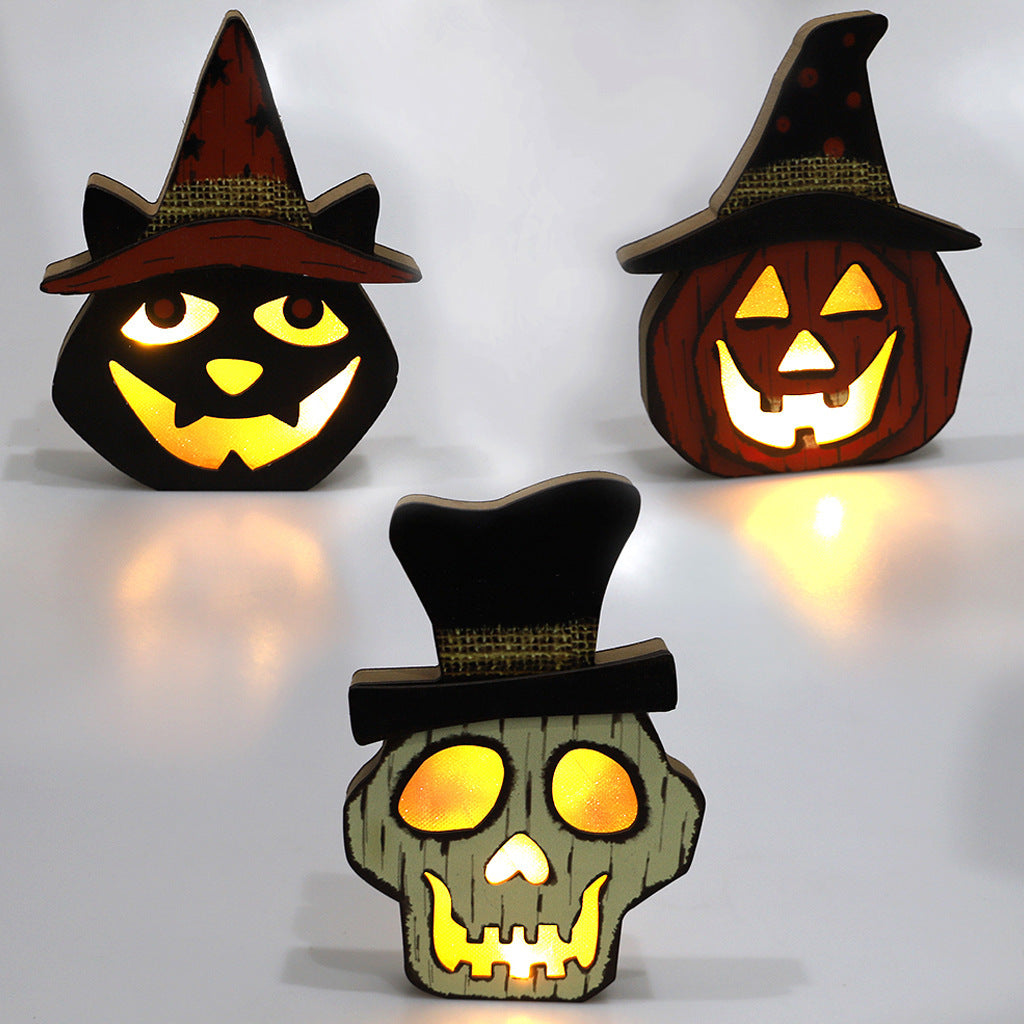 Creative Halloween wooden pumpkin decoration lamp 