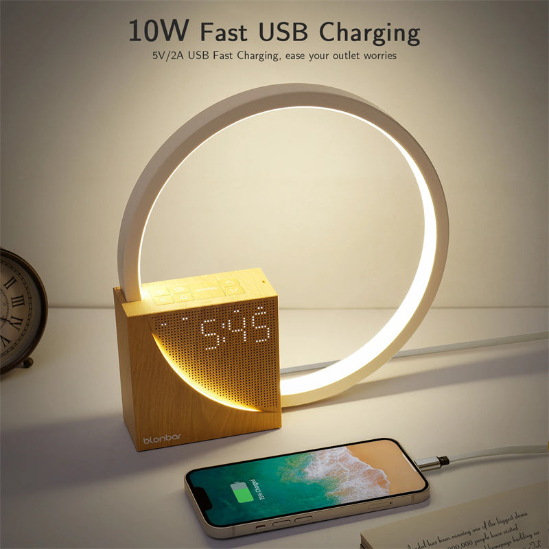 Bedside lamp with alarm clock, touch control 3 brightness levels