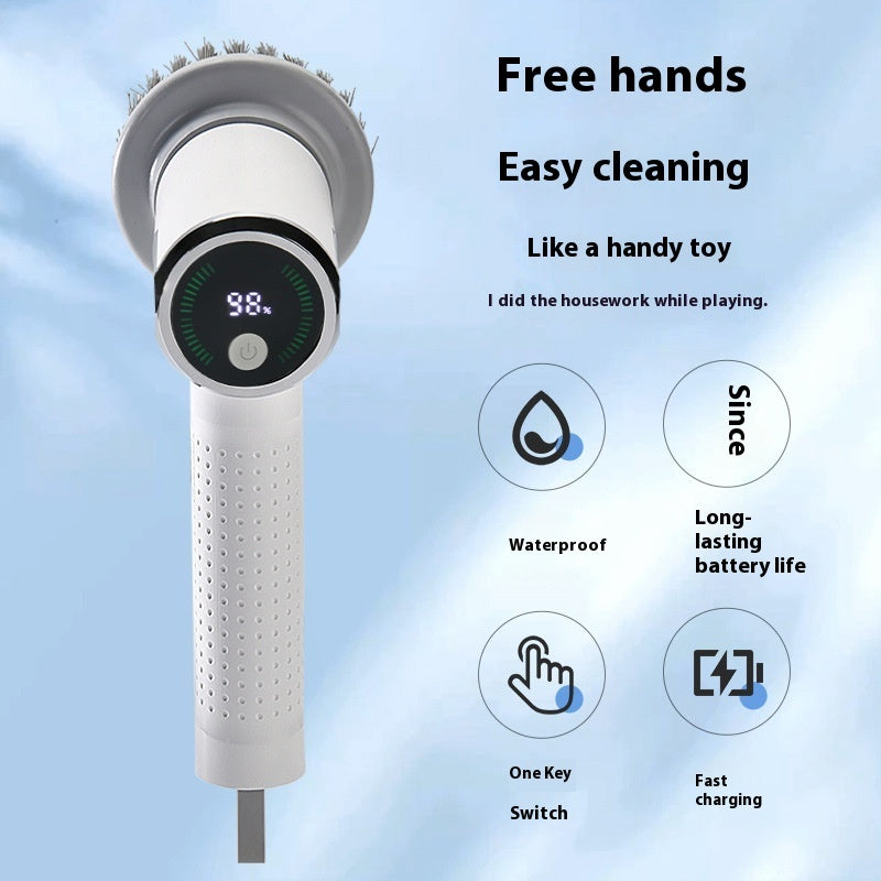 Multifunctional Electric Cleaning Brush with Smart Display - Cordless and Waterproof