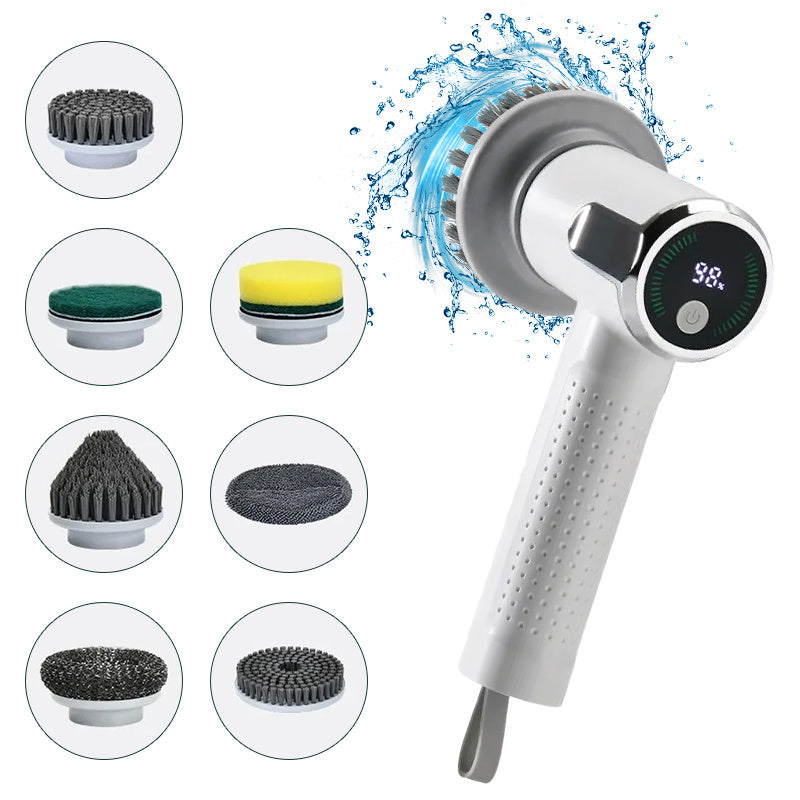 Multifunctional Electric Cleaning Brush with Smart Display - Cordless and Waterproof