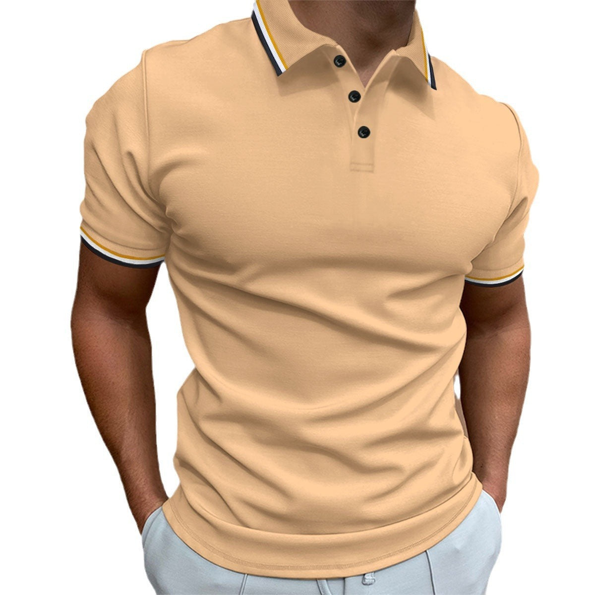 High Quality Slim Ribbed Polo Shirt For Men