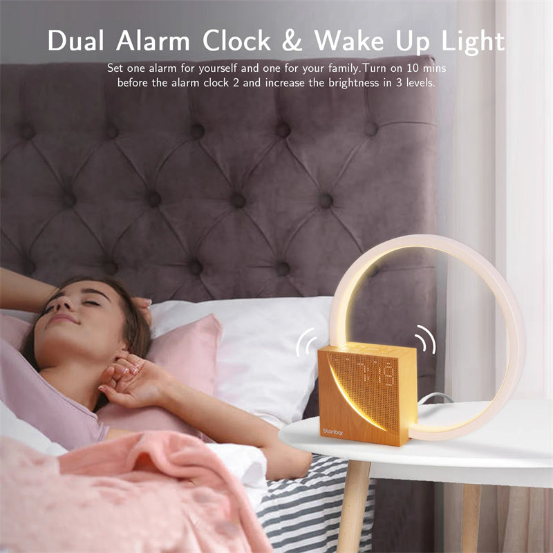 Bedside lamp with alarm clock, touch control 3 brightness levels