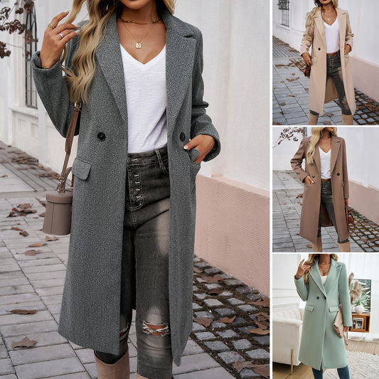 Classic Women's Coat with Turn-down Collar - Stylish and Everyday Chic