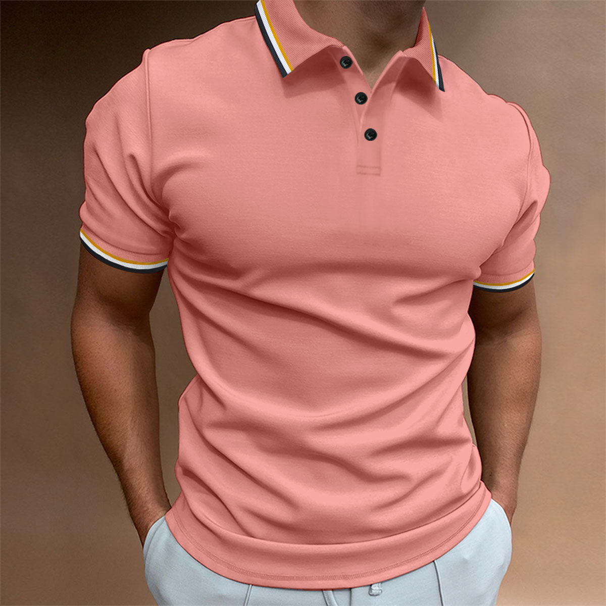 High Quality Slim Ribbed Polo Shirt For Men