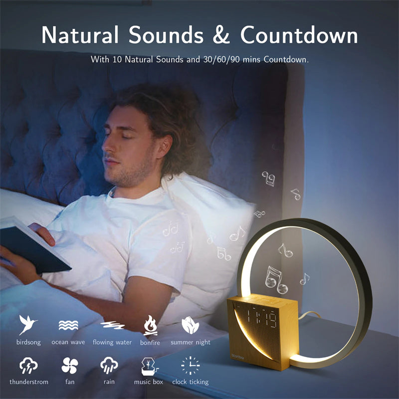 Bedside lamp with alarm clock, touch control 3 brightness levels