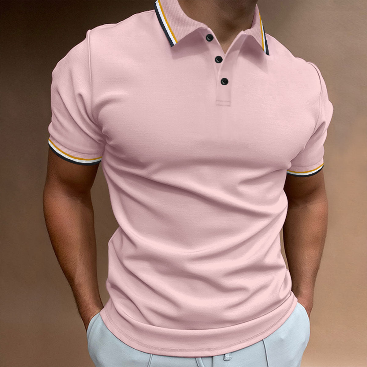 High Quality Slim Ribbed Polo Shirt For Men