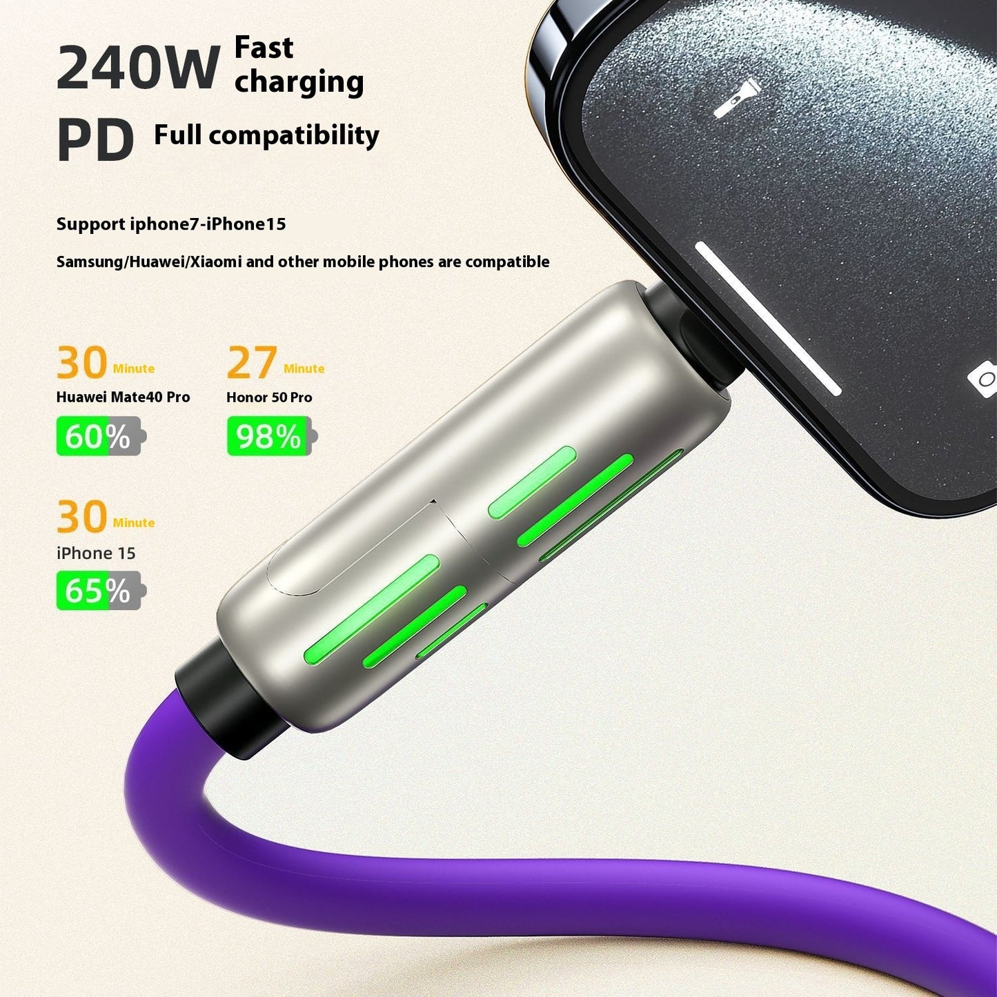 Four-in-one Breathing Data Cable with Colorful