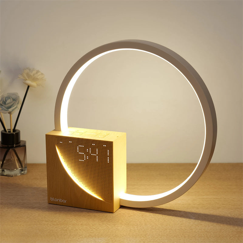 Bedside lamp with alarm clock, touch control 3 brightness levels