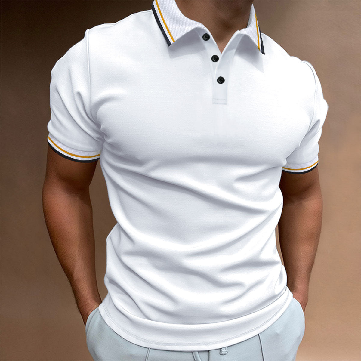 High Quality Slim Ribbed Polo Shirt For Men