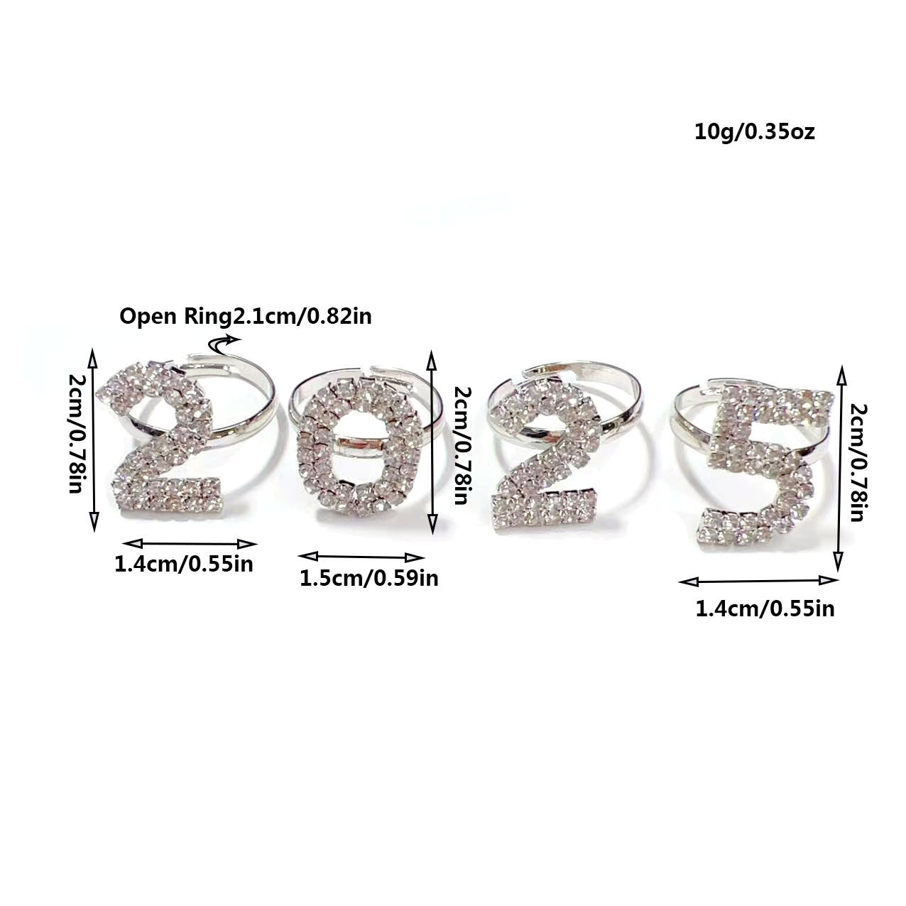 Trendig Full Diamond 2025 Ring set