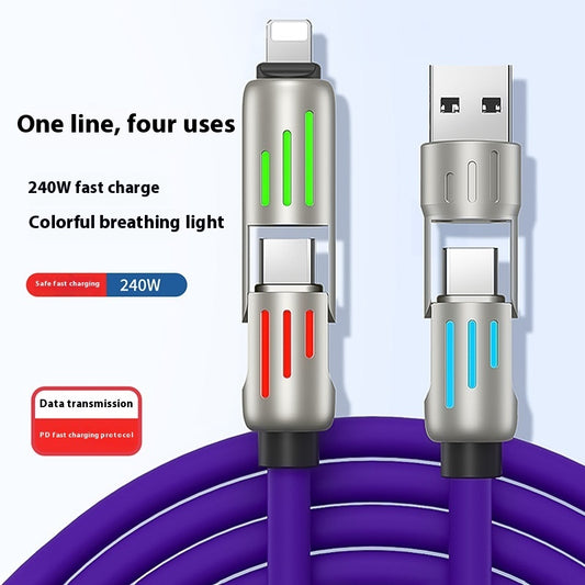 Four-in-one Breathing Data Cable with Colorful