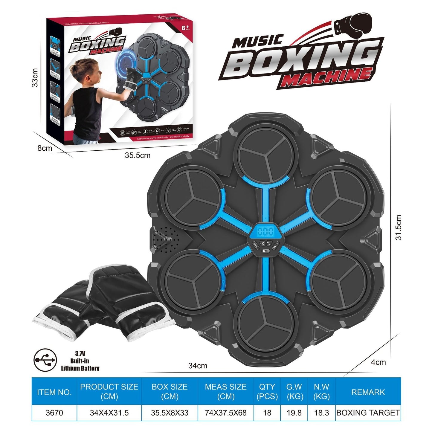 Boxing Target with Bluetooth and Music