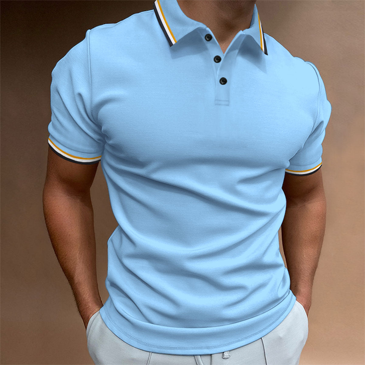 High Quality Slim Ribbed Polo Shirt For Men