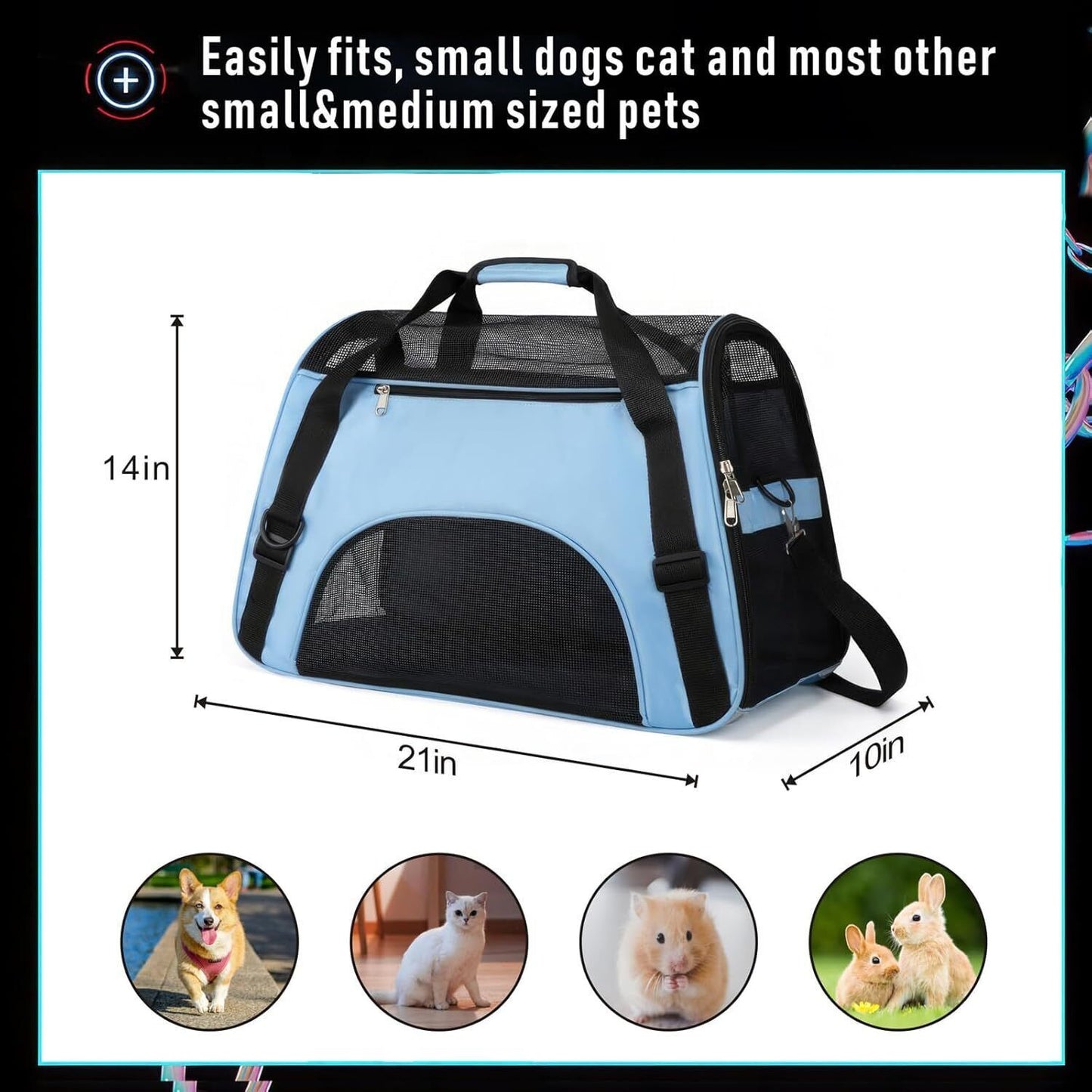 Practical and stylish transparent carrier bag for dogs and cats